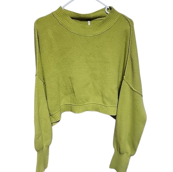 Free People Easy Street Dolmain Cropped Green Sweater. Xl - Picture 3 of 6